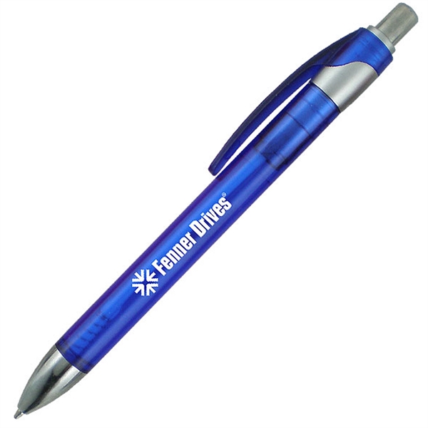 Click-action ballpoint pen featuring a colored translucent barrel with a sleek... from ASI 90859 Tempo Industries Inc