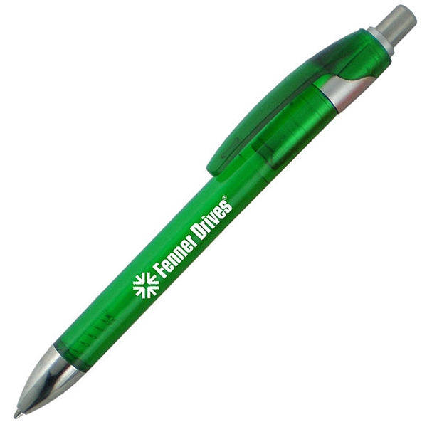 Click-action ballpoint pen featuring a colored translucent barrel with a sleek... from ASI 90859 Tempo Industries Inc