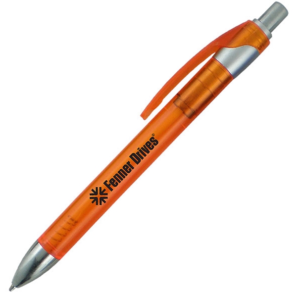 Click-action ballpoint pen featuring a colored translucent barrel with a sleek... from ASI 90859 Tempo Industries Inc