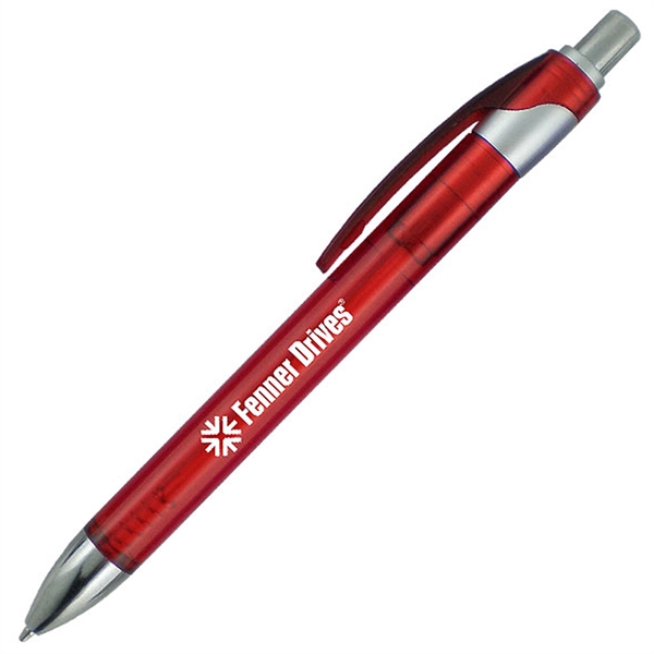 Click-action ballpoint pen featuring a colored translucent barrel with a sleek... from ASI 90859 Tempo Industries Inc