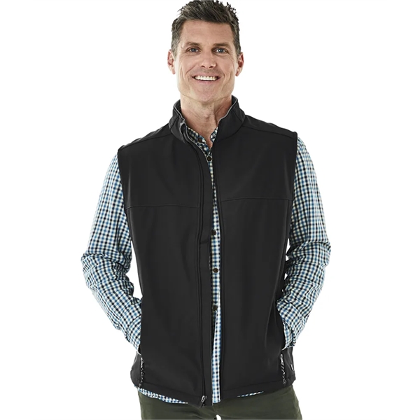 Men's wind and water-resistant soft shell vest with stand up collar... from ASI 44620 Charles River Apparel