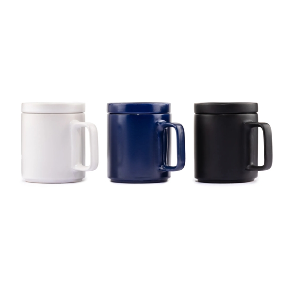 12 ounce ceramic mug with screw-on saucer/lid, handle and stackable design.... from ASI 57800 Gordon Sinclair / Gordon Sinclair®