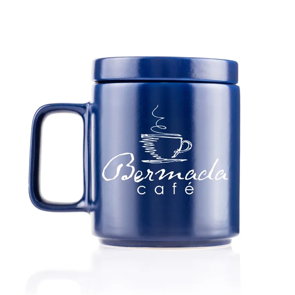 12 ounce ceramic mug with screw-on saucer/lid, handle and stackable design.... from ASI 57800 Gordon Sinclair / Gordon Sinclair®