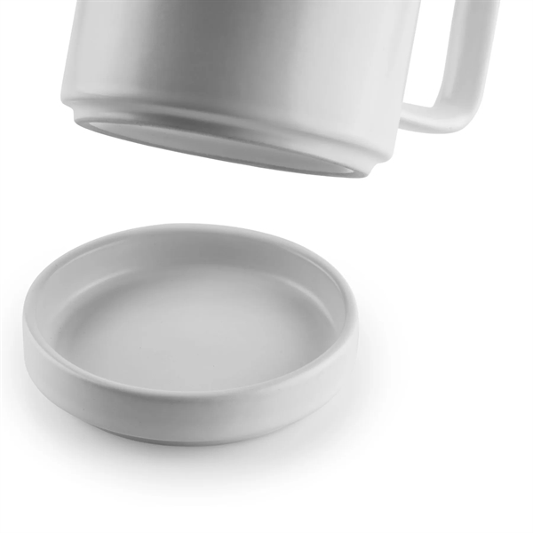 12 ounce ceramic mug with screw-on saucer/lid, handle and stackable design.... from ASI 57800 Gordon Sinclair / Gordon Sinclair®