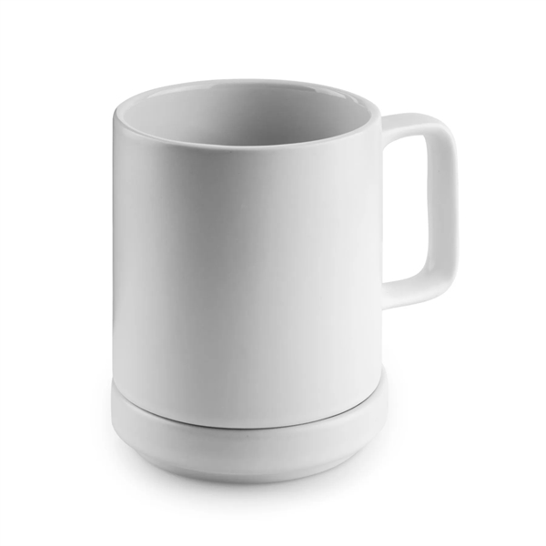 12 ounce ceramic mug with screw-on saucer/lid, handle and stackable design.... from ASI 57800 Gordon Sinclair / Gordon Sinclair®