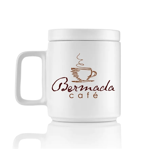 12 ounce ceramic mug with screw-on saucer/lid, handle and stackable design.... from ASI 57800 Gordon Sinclair / Gordon Sinclair®