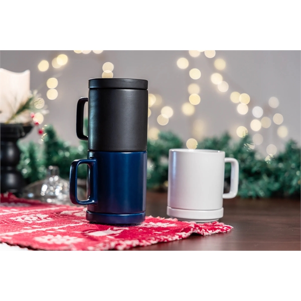 12 ounce ceramic mug with screw-on saucer/lid, handle and stackable design.... from ASI 57800 Gordon Sinclair / Gordon Sinclair®