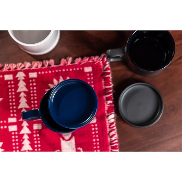 12 ounce ceramic mug with screw-on saucer/lid, handle and stackable design.... from ASI 57800 Gordon Sinclair / Gordon Sinclair®