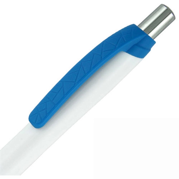 Ballpoint pen featuring a white barrel with a unique colored stained... from ASI 90859 Tempo Industries Inc