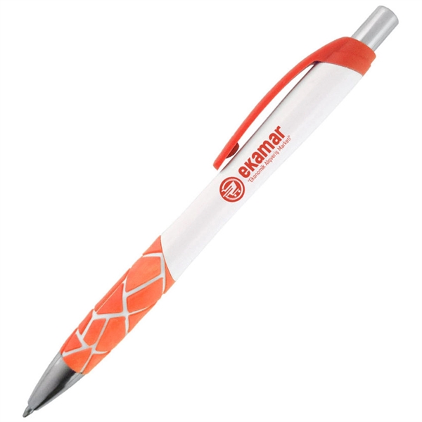 Ballpoint pen featuring a white barrel with a unique colored stained... from ASI 90859 Tempo Industries Inc