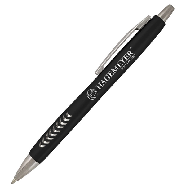 Ballpoint pen with a metallic colored barrel and comfortable grip area.... from ASI 90859 Tempo Industries Inc
