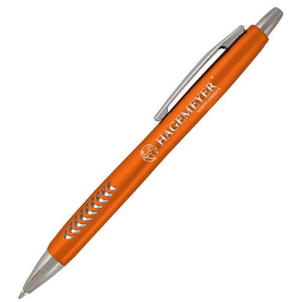 Ballpoint pen with a metallic colored barrel and comfortable grip area.... from ASI 90859 Tempo Industries Inc