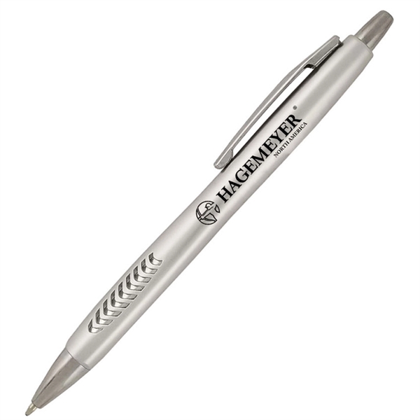 Ballpoint pen with a metallic colored barrel and comfortable grip area.... from ASI 90859 Tempo Industries Inc