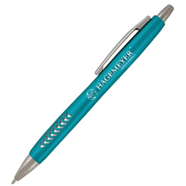 Ballpoint pen with a metallic colored barrel and comfortable grip area.... from ASI 90859 Tempo Industries Inc
