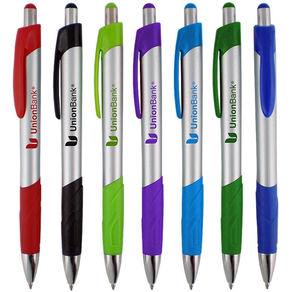 Ballpoint pen featuring a uniquely-shaped rubber comfort grip with matching solid... from ASI 90859 Tempo Industries Inc