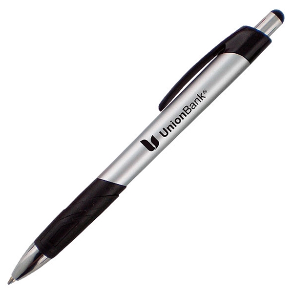 Ballpoint pen featuring a uniquely-shaped rubber comfort grip with matching solid... from ASI 90859 Tempo Industries Inc