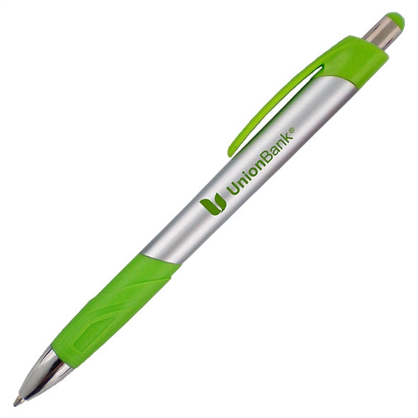 Ballpoint pen featuring a uniquely-shaped rubber comfort grip with matching solid... from ASI 90859 Tempo Industries Inc