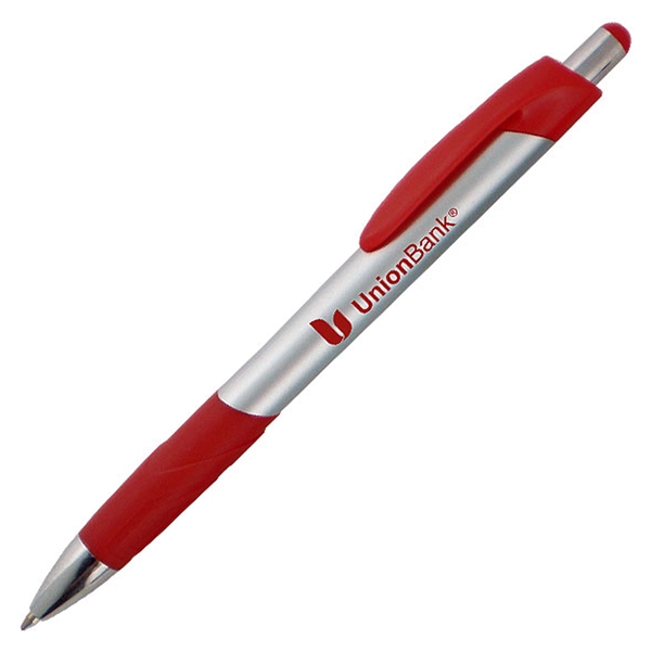 Ballpoint pen featuring a uniquely-shaped rubber comfort grip with matching solid... from ASI 90859 Tempo Industries Inc