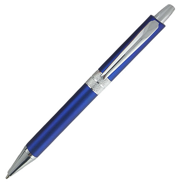 Click-action ballpoint pen with metallic colored barrel, metal clip, and chrome... from ASI 90859 Tempo Industries Inc