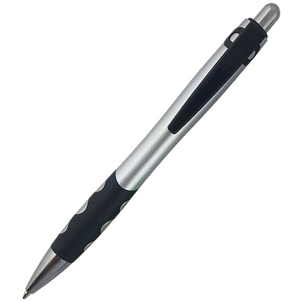Click action pen with a silver barrel, colored plastic clip, colored... from ASI 90859 Tempo Industries Inc