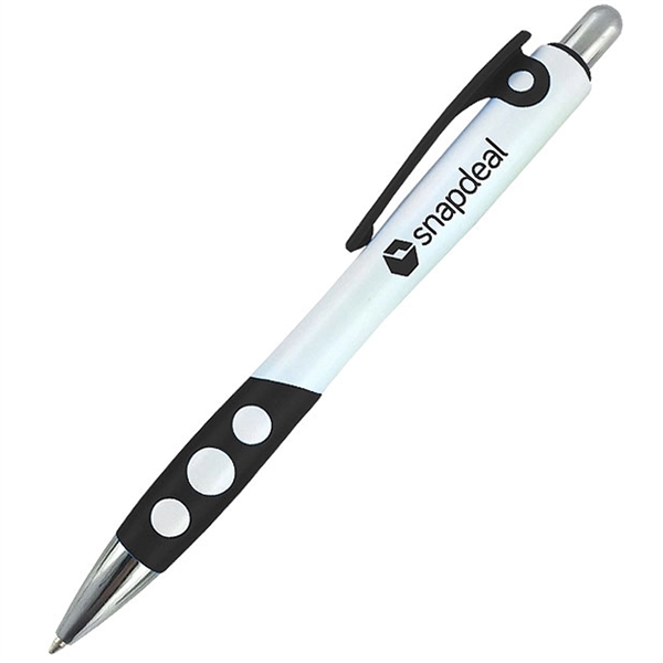 White ballpoint pen featuring a white barrel, colored plastic clip, colored... from ASI 90859 Tempo Industries Inc