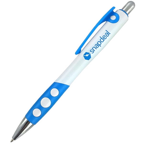 White ballpoint pen featuring a white barrel, colored plastic clip, colored... from ASI 90859 Tempo Industries Inc