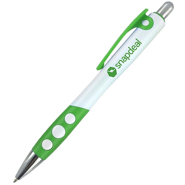 White ballpoint pen featuring a white barrel, colored plastic clip, colored... from ASI 90859 Tempo Industries Inc