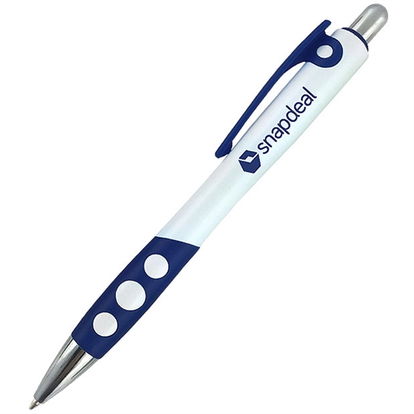 White ballpoint pen featuring a white barrel, colored plastic clip, colored... from ASI 90859 Tempo Industries Inc