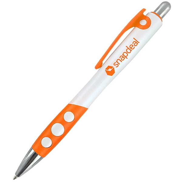 White ballpoint pen featuring a white barrel, colored plastic clip, colored... from ASI 90859 Tempo Industries Inc