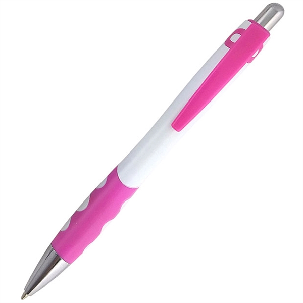 White ballpoint pen featuring a white barrel, colored plastic clip, colored... from ASI 90859 Tempo Industries Inc