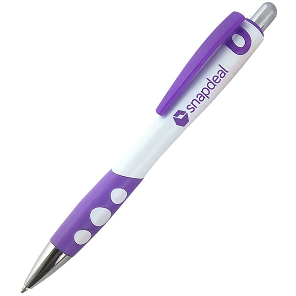 White ballpoint pen featuring a white barrel, colored plastic clip, colored... from ASI 90859 Tempo Industries Inc
