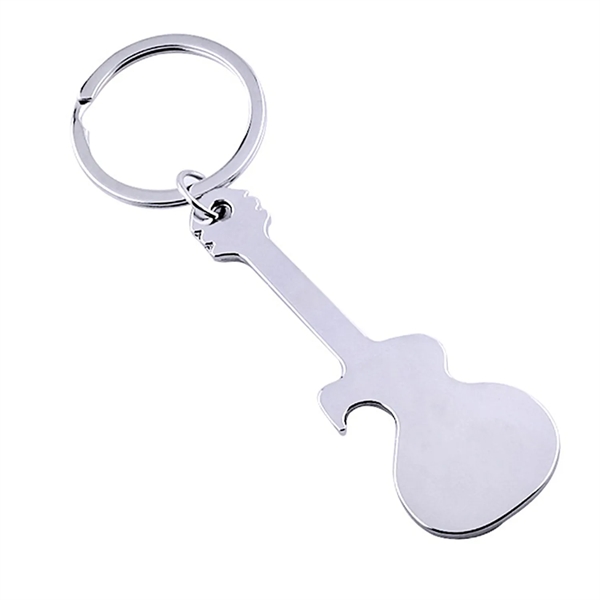 Guitar shaped metal keychain plus laser engraving on 1 location... from ASI 37218 Athena Promo (tm)