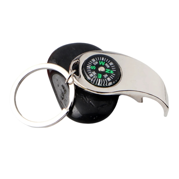 Bottle opener metal keychain with compass plus laser engraving on 1... from ASI 37218 Athena Promo (tm)