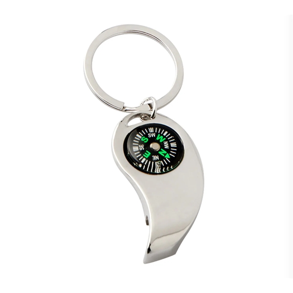 Bottle opener metal keychain with compass plus laser engraving on 1... from ASI 37218 Athena Promo (tm)