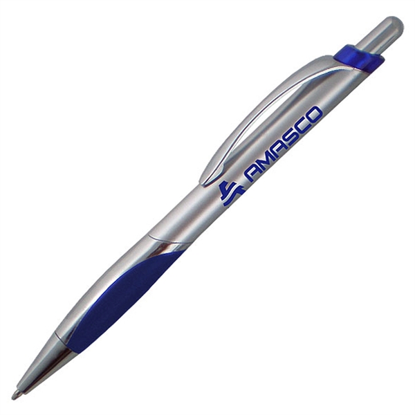 Ballpoint pen featuring a uniquely-shaped rubber comfort grip with matching solid... from ASI 90859 Tempo Industries Inc