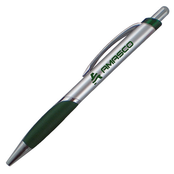 Ballpoint pen featuring a uniquely-shaped rubber comfort grip with matching solid... from ASI 90859 Tempo Industries Inc