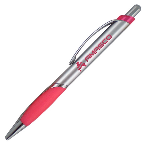 Ballpoint pen featuring a uniquely-shaped rubber comfort grip with matching solid... from ASI 90859 Tempo Industries Inc