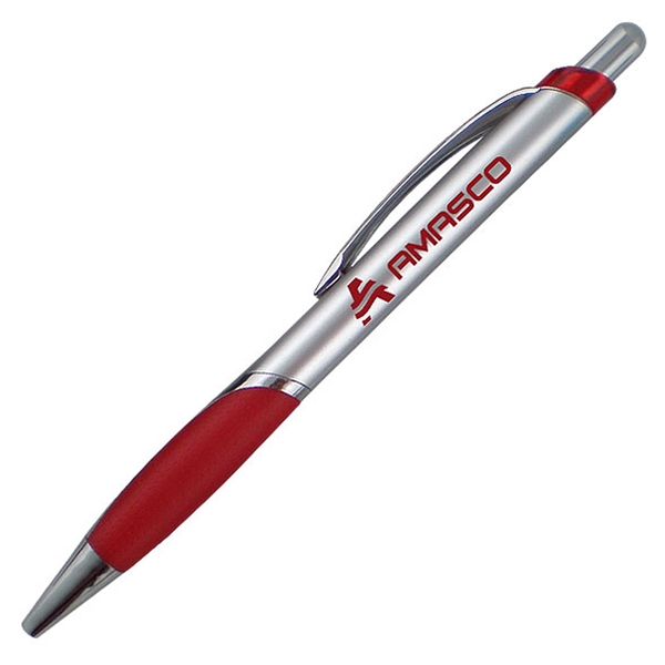Ballpoint pen featuring a uniquely-shaped rubber comfort grip with matching solid... from ASI 90859 Tempo Industries Inc