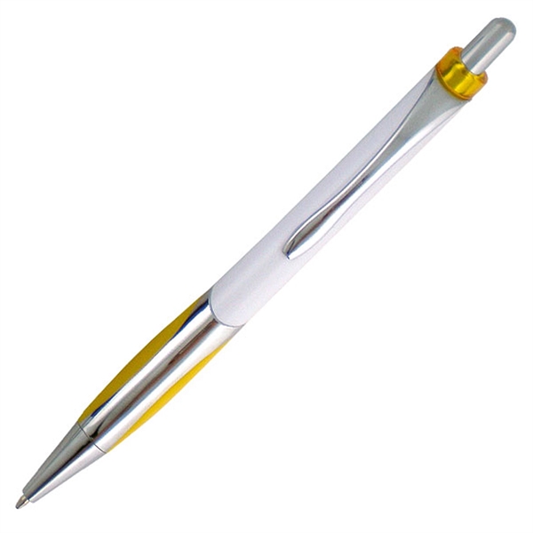 Ballpoint pen with a white barrel and rubber comfort grip.... from ASI 90859 Tempo Industries Inc