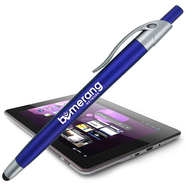 Colorful click-action ballpoint pen featuring a stylus for touchscreen devices.... from ASI 90859 Tempo Industries Inc