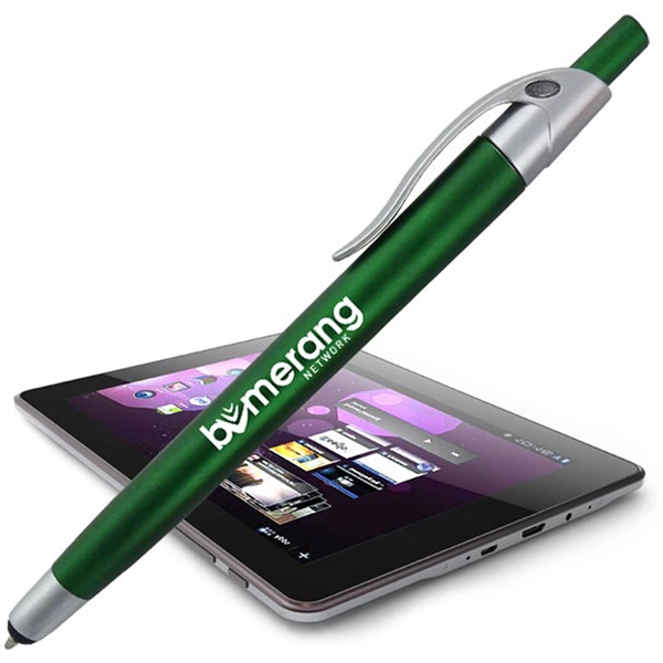 Colorful click-action ballpoint pen featuring a stylus for touchscreen devices.... from ASI 90859 Tempo Industries Inc