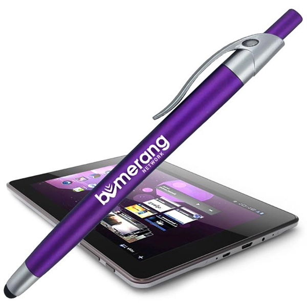 Colorful click-action ballpoint pen featuring a stylus for touchscreen devices.... from ASI 90859 Tempo Industries Inc