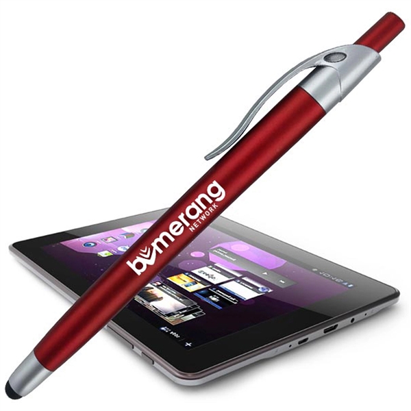 Colorful click-action ballpoint pen featuring a stylus for touchscreen devices.... from ASI 90859 Tempo Industries Inc