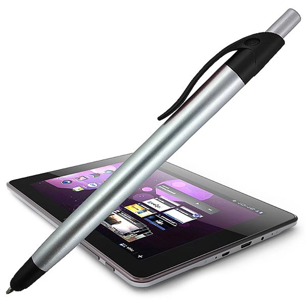 Silver click-action ballpoint pen featuring a stylus for touchscreen devices.... from ASI 90859 Tempo Industries Inc
