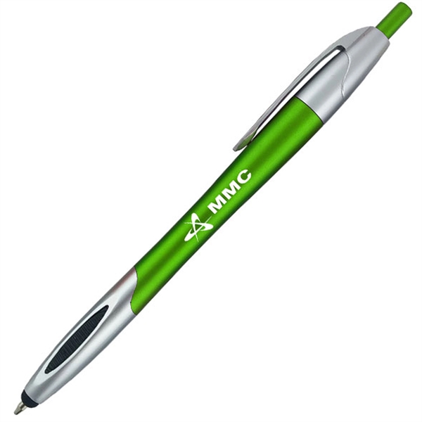 Custom click-action ballpoint pen is designed with a handy stylus tip... from ASI 90859 Tempo Industries Inc