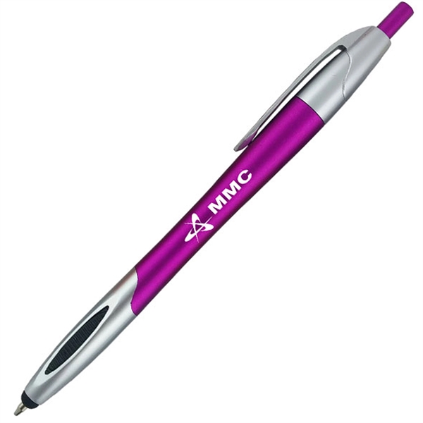 Custom click-action ballpoint pen is designed with a handy stylus tip... from ASI 90859 Tempo Industries Inc