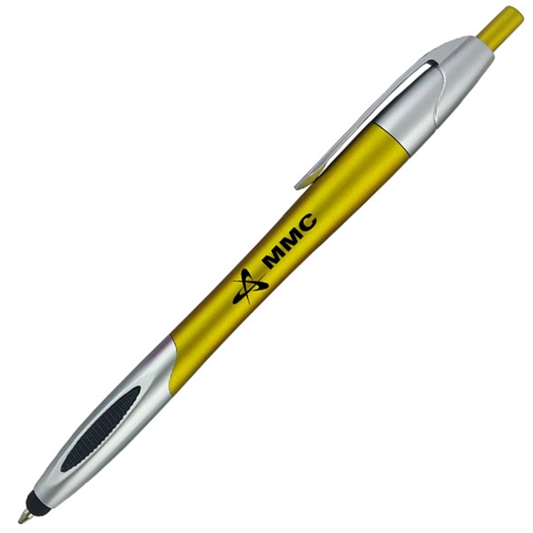 Custom click-action ballpoint pen is designed with a handy stylus tip... from ASI 90859 Tempo Industries Inc