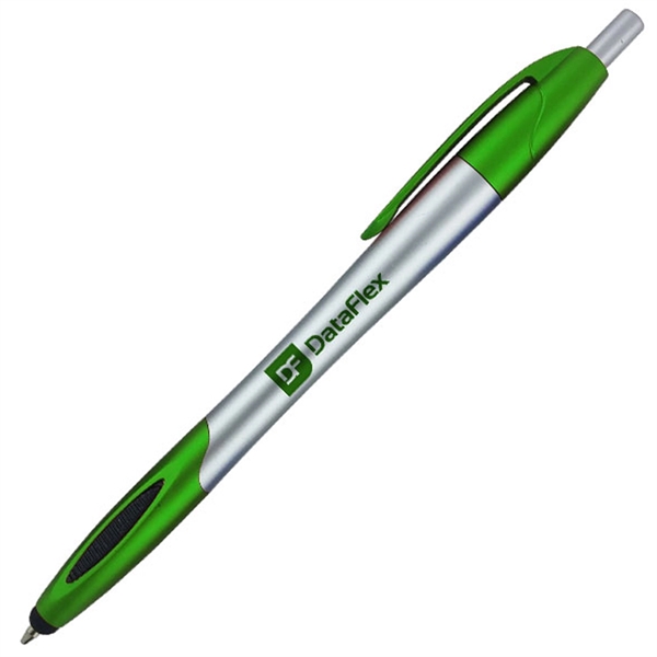 Silver click-action ballpoint pen is designed with a handy stylus tip... from ASI 90859 Tempo Industries Inc