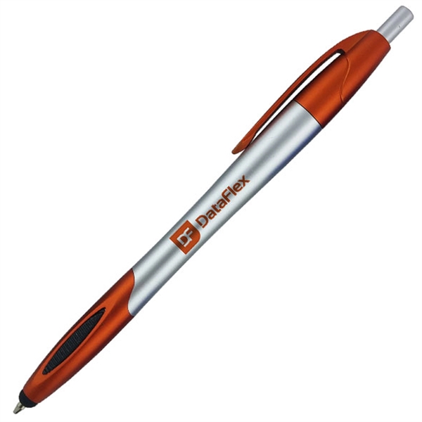 Silver click-action ballpoint pen is designed with a handy stylus tip... from ASI 90859 Tempo Industries Inc