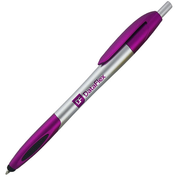 Silver click-action ballpoint pen is designed with a handy stylus tip... from ASI 90859 Tempo Industries Inc